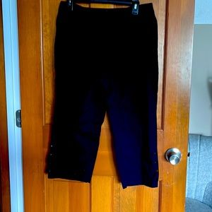 Navy Blue, Rafaella: size 8 curvy capri pants. Super cute bottom of each leg